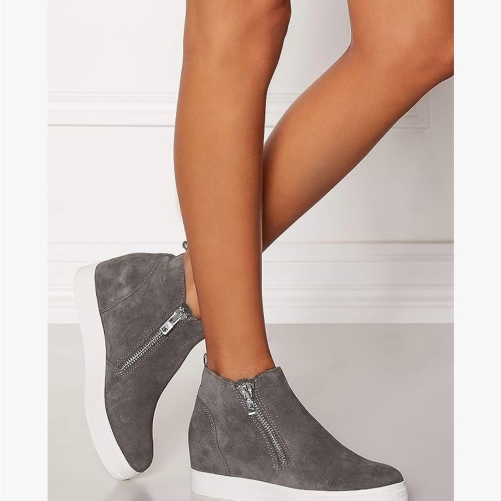 Steve Madden Gray Suede Wedge Sneakers